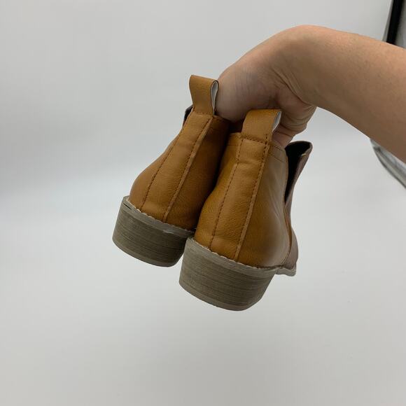 Ankle Boots Womens Size 8.5 Khaki & Brown Matte-Contrast Side Slit Block Heel - Picture 8 of 9